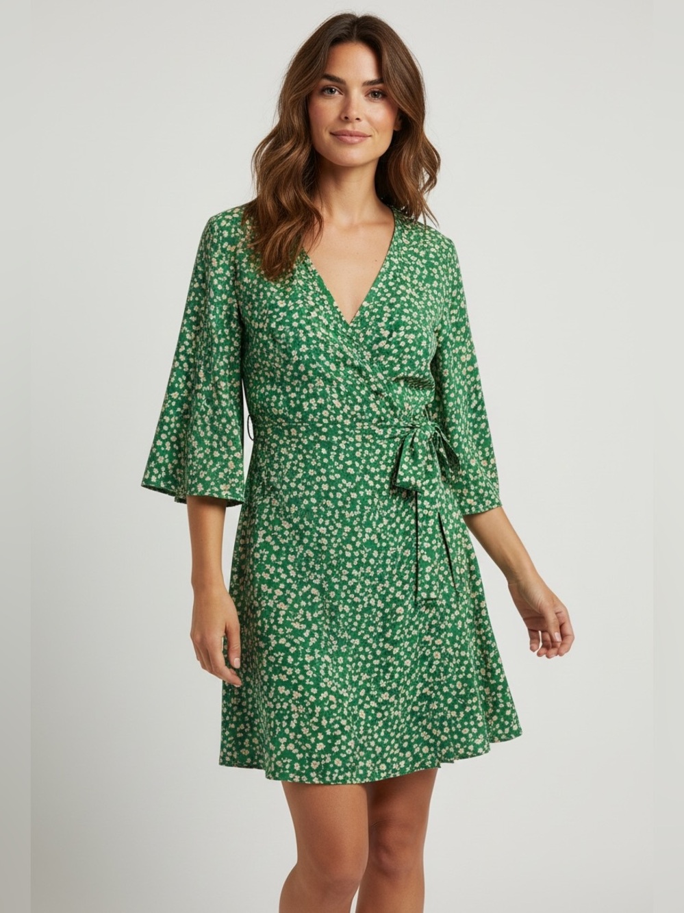 Bebe Kimono Cuteness Satin Mini Wrap Dress